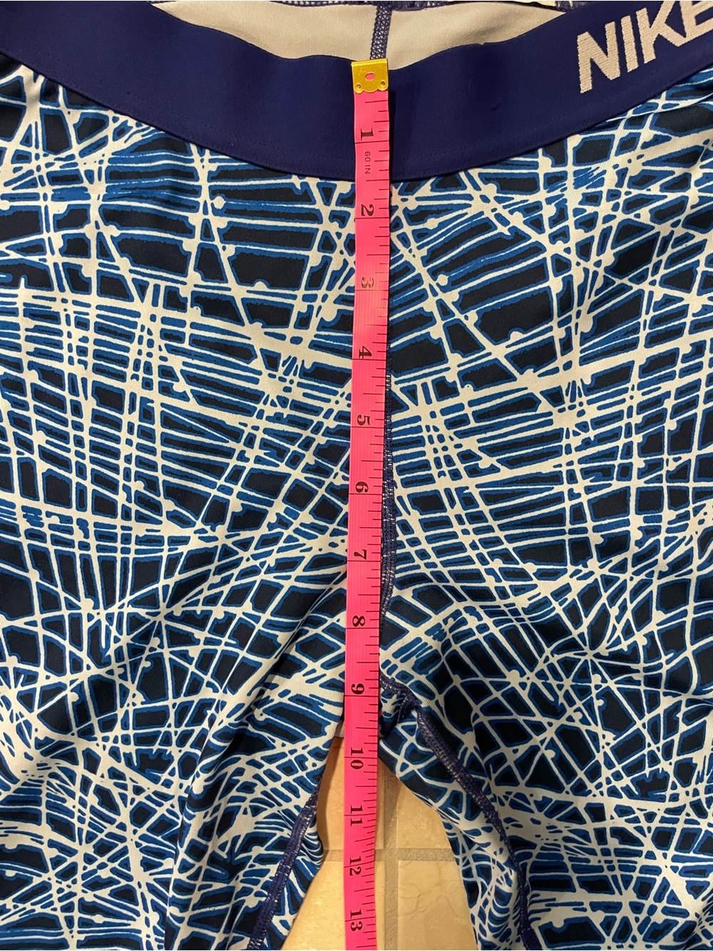 Nike Pro Blue and White Printed Compression Leggings - Picture 5 of 10